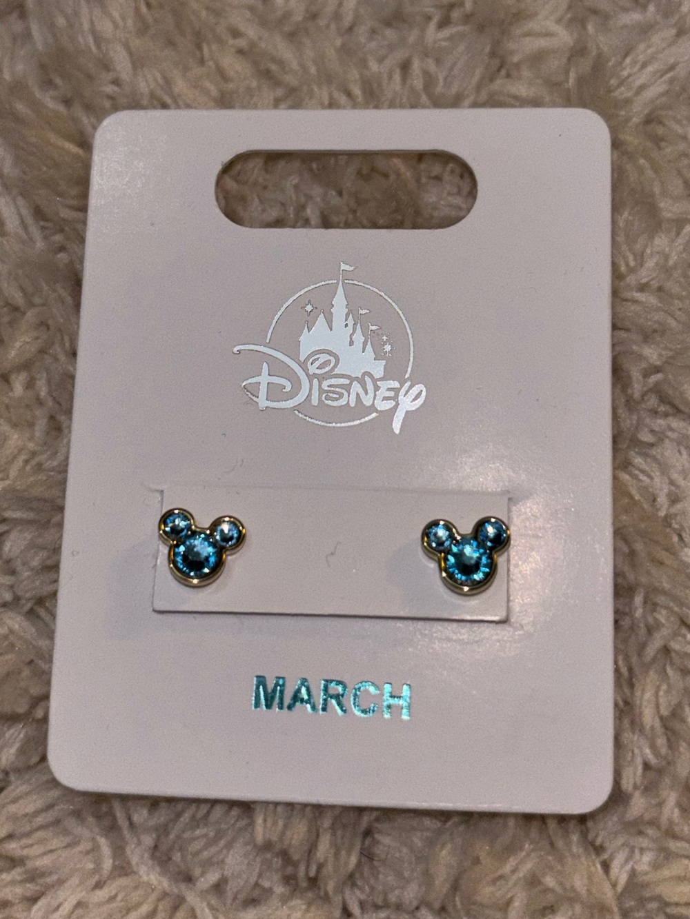 Disney Blue Mickey Mouse Stud Earrings for Kids or Adults. March birthstone.